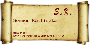 Sommer Kalliszta névjegykártya